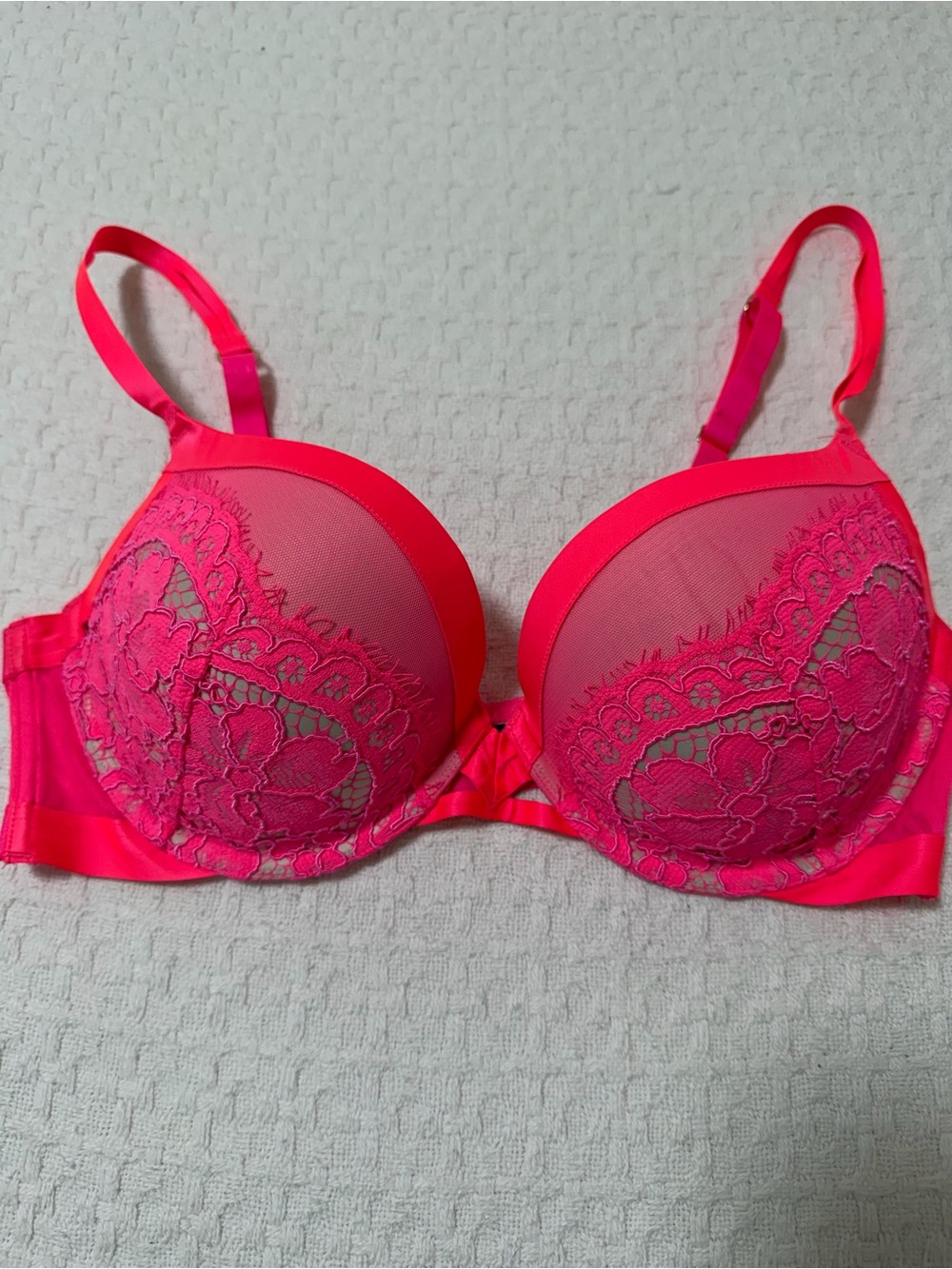 Victoria's Secret Neon Pink Lace Push-Up Bra